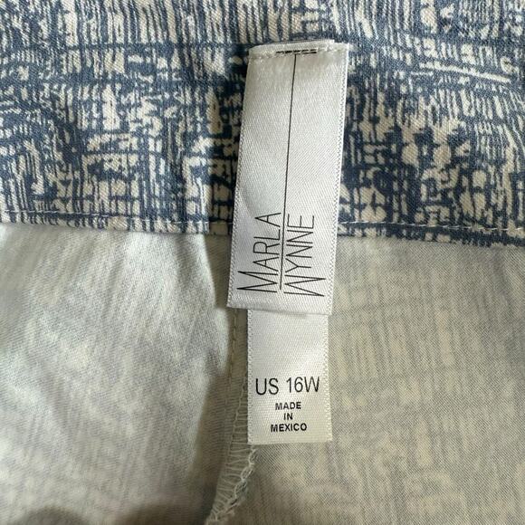 Marla Wynne Flatter Fit Ankle Pant 16W Crosshatch Blue Stretch Tummy Comfort - Picture 4 of 9